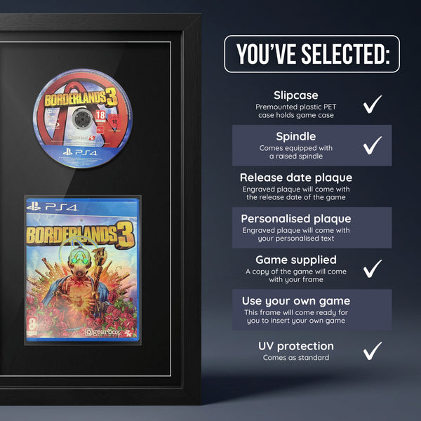 Borderlands 3 PS4 frame with game supplied and no plaque
