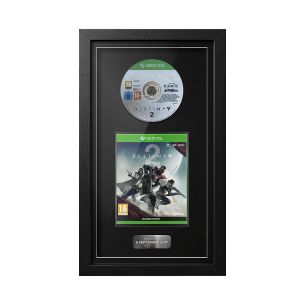 Destiny 2 Xbox One Exhibition Range framed game with disc, case and release date plaque