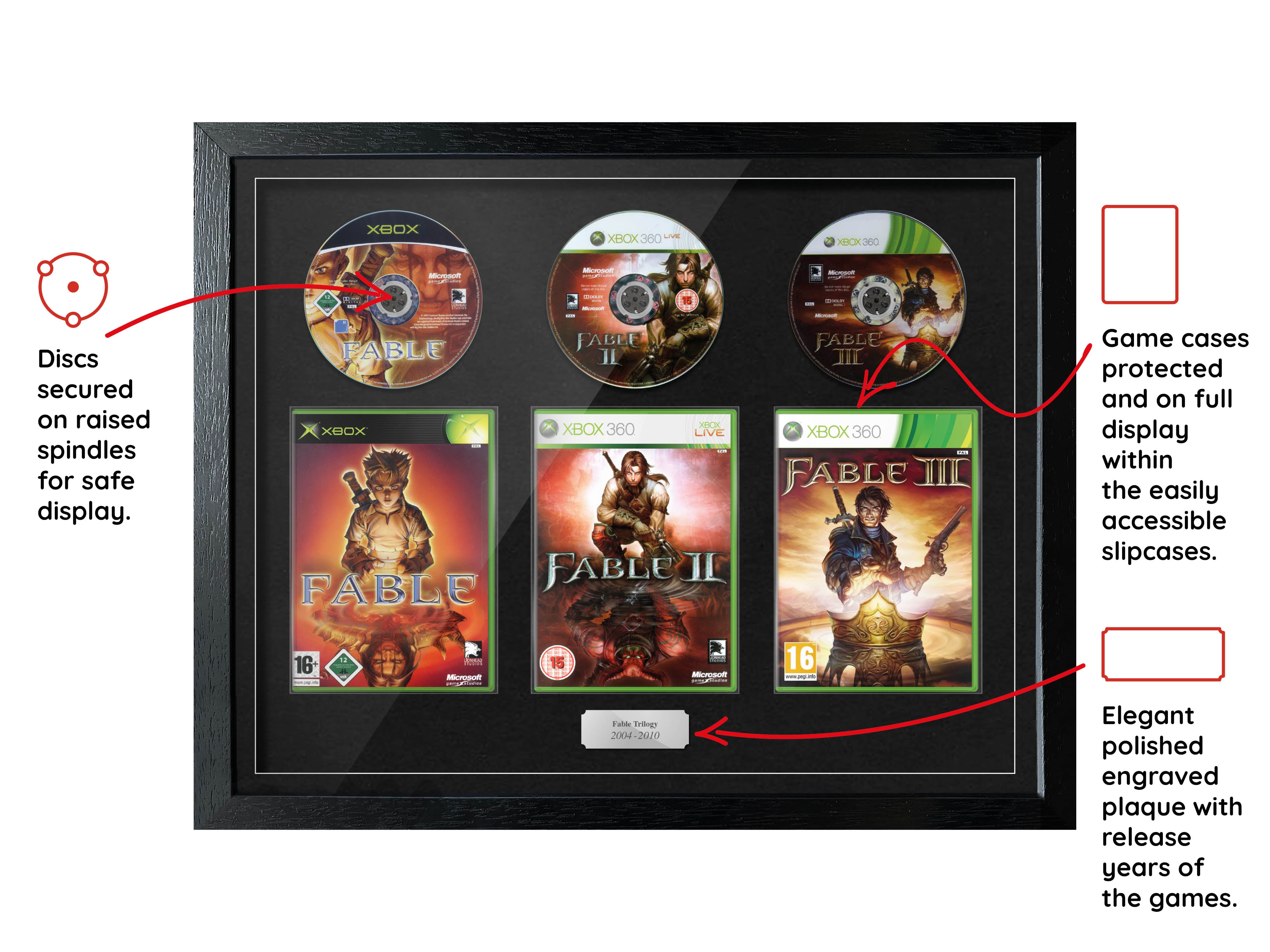 The Fable Trilogy (Xbox/Xbox 360) Exhibition Range Framed Games - Frame-A-Game