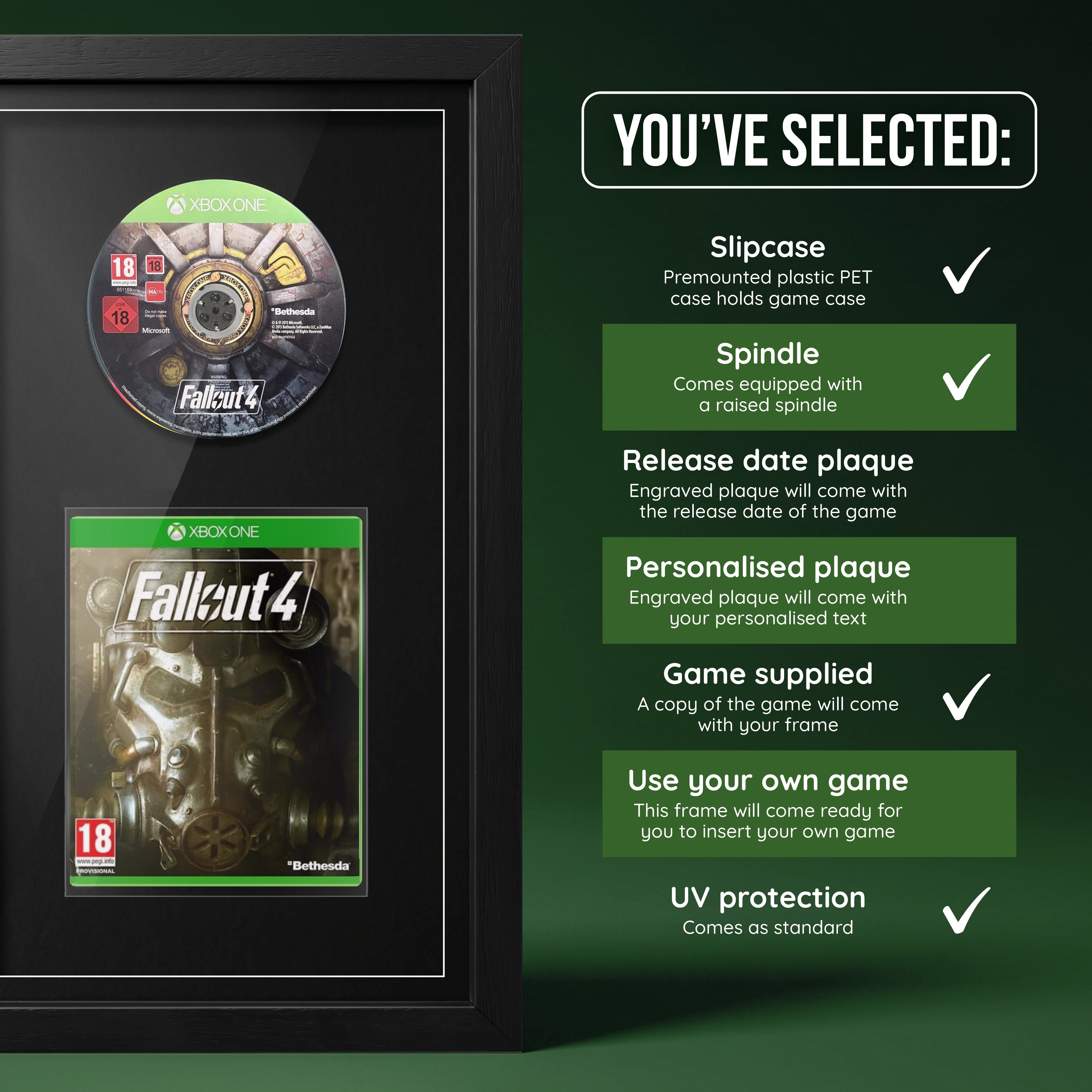 Fallout 4 Xbox One frame, game supplied with no plaque