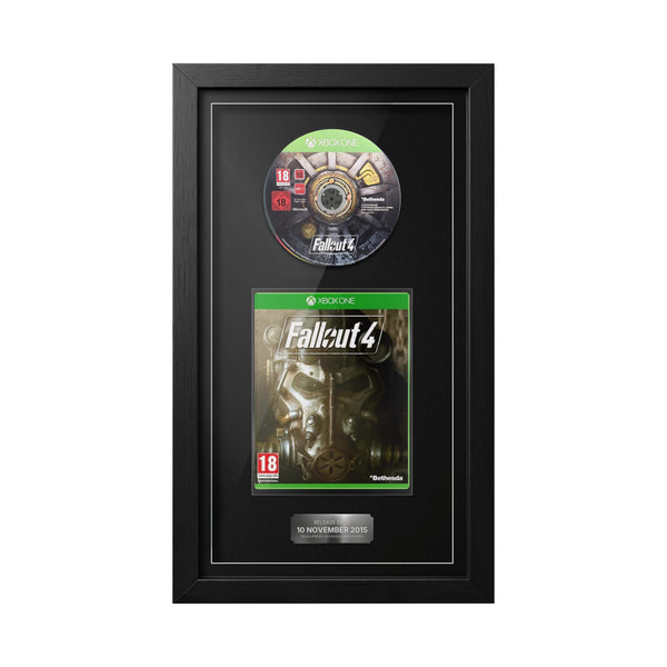 Fallout 4 Xbox One Exhibition Range framed game with disc, case and release date plaque