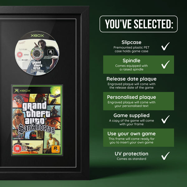 GTA San Andreas Xbox frame, game supplied with no plaque