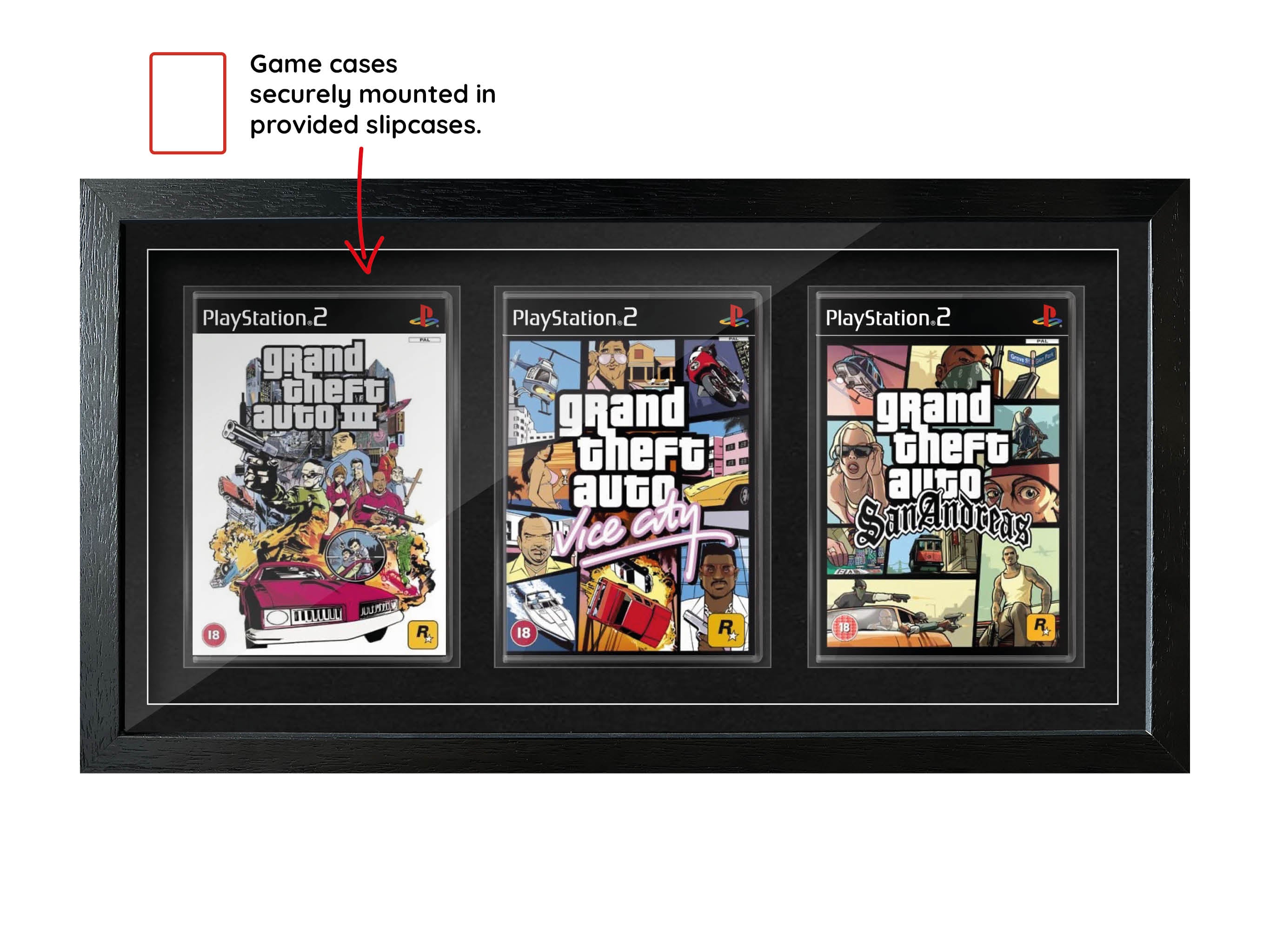 The Grand Theft Auto Trilogy (PS2) Exhibition Range Framed Games - Frame-A-Game