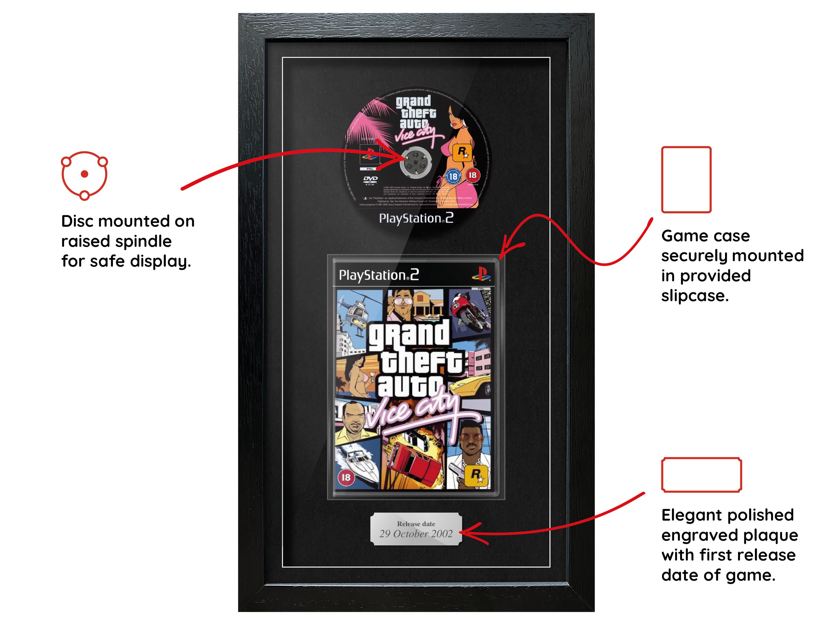 Grand Theft Auto: Vice City (PS2) Exhibition Range Framed Game - Frame-A-Game