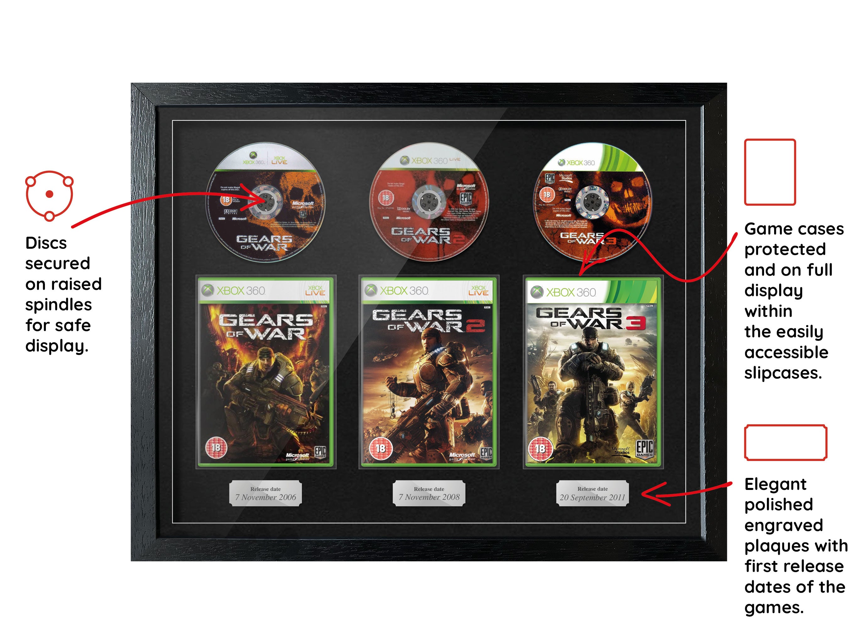 The Gears of War Trilogy (Xbox) Exhibition Range Framed Games - Frame-A-Game