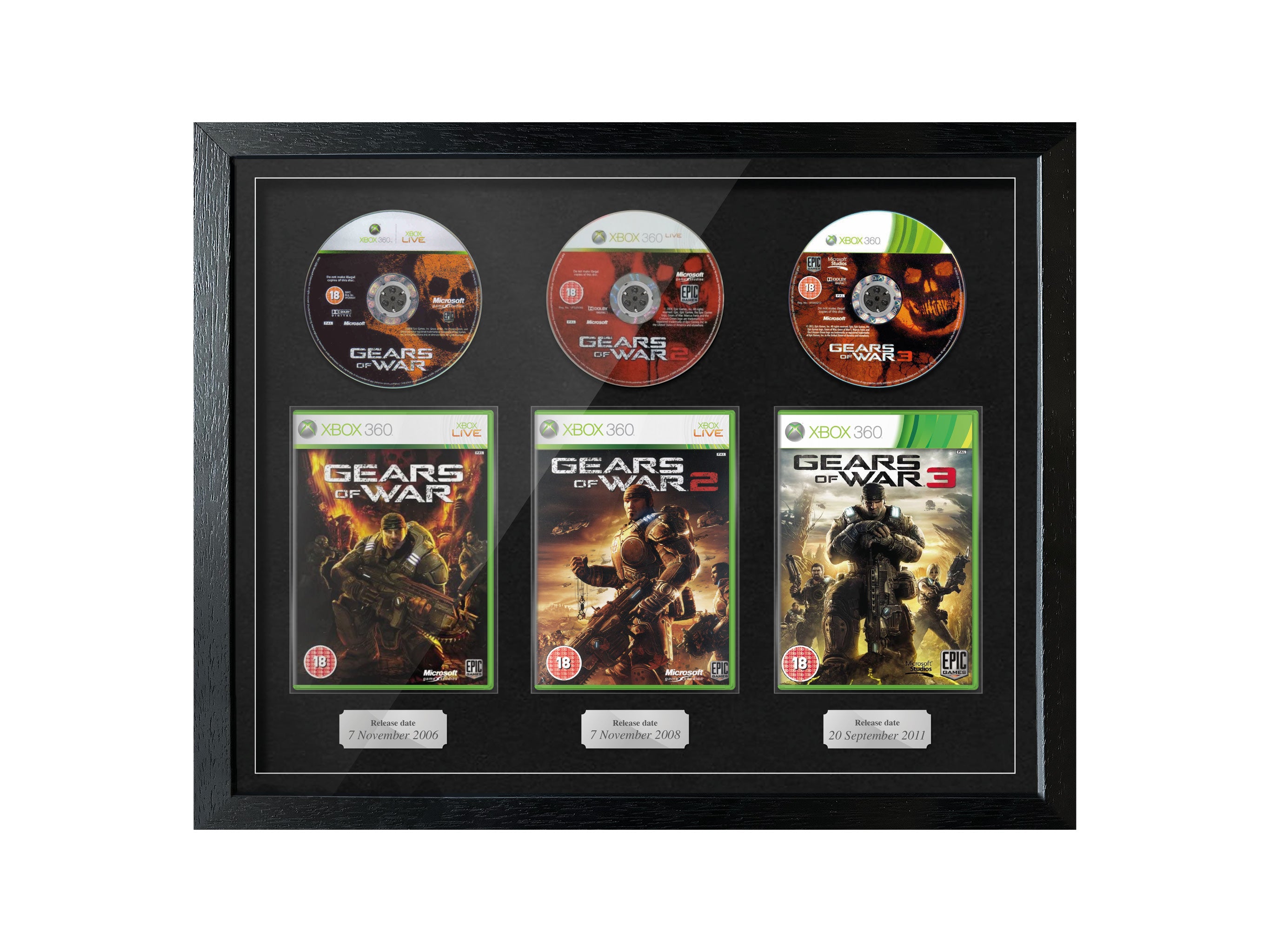 The Gears of War Trilogy (Xbox) Exhibition Range Framed Games - Frame-A-Game