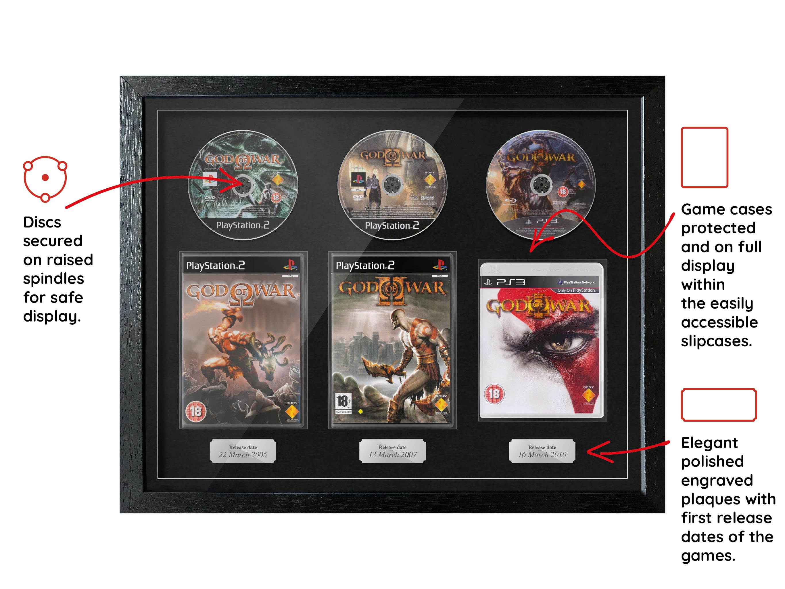 The God of War Trilogy (PS2/PS3) Exhibition Range Framed Games - Frame-A-Game