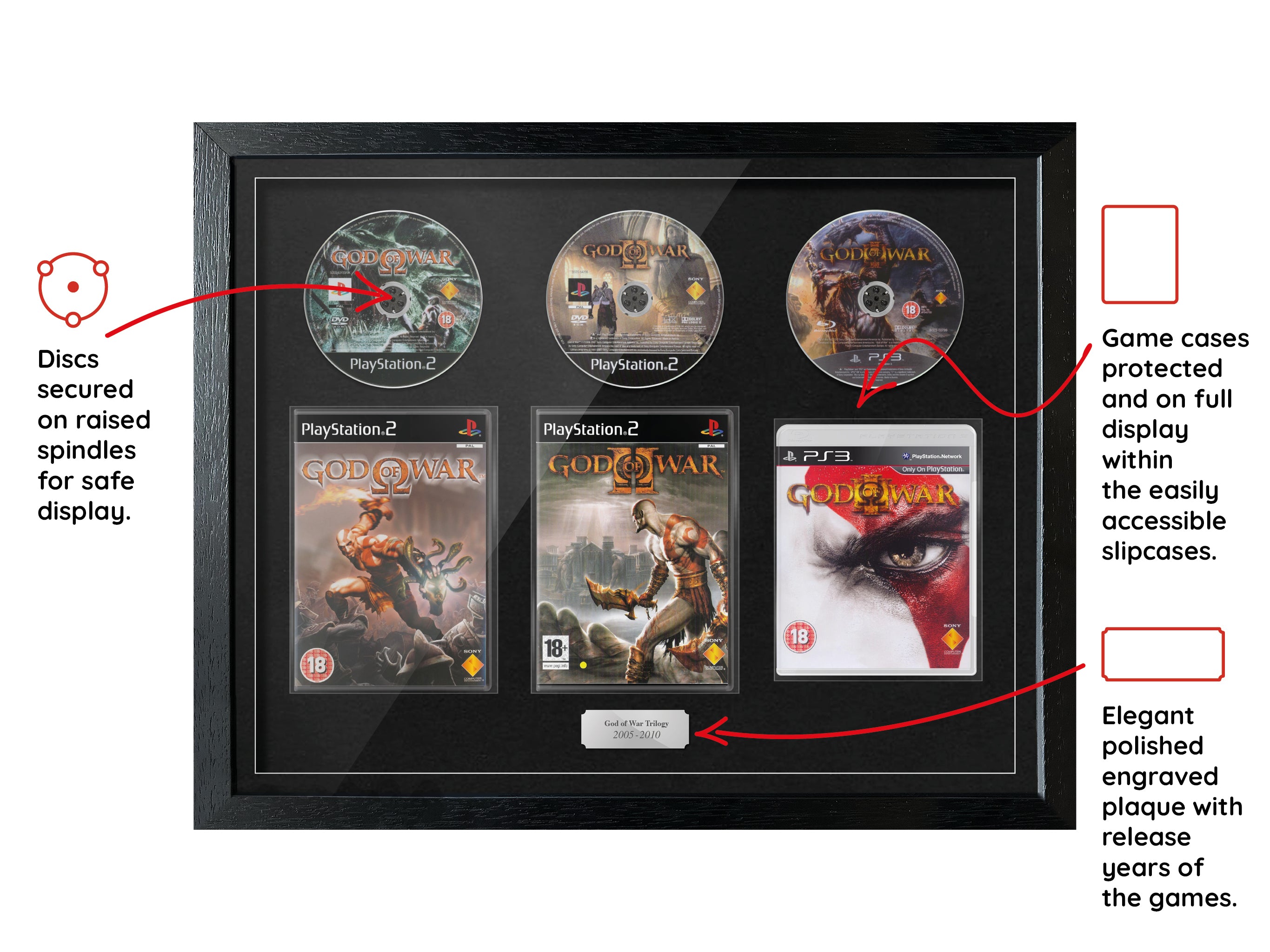 The God of War Trilogy (PS2/PS3) Exhibition Range Framed Games - Frame-A-Game