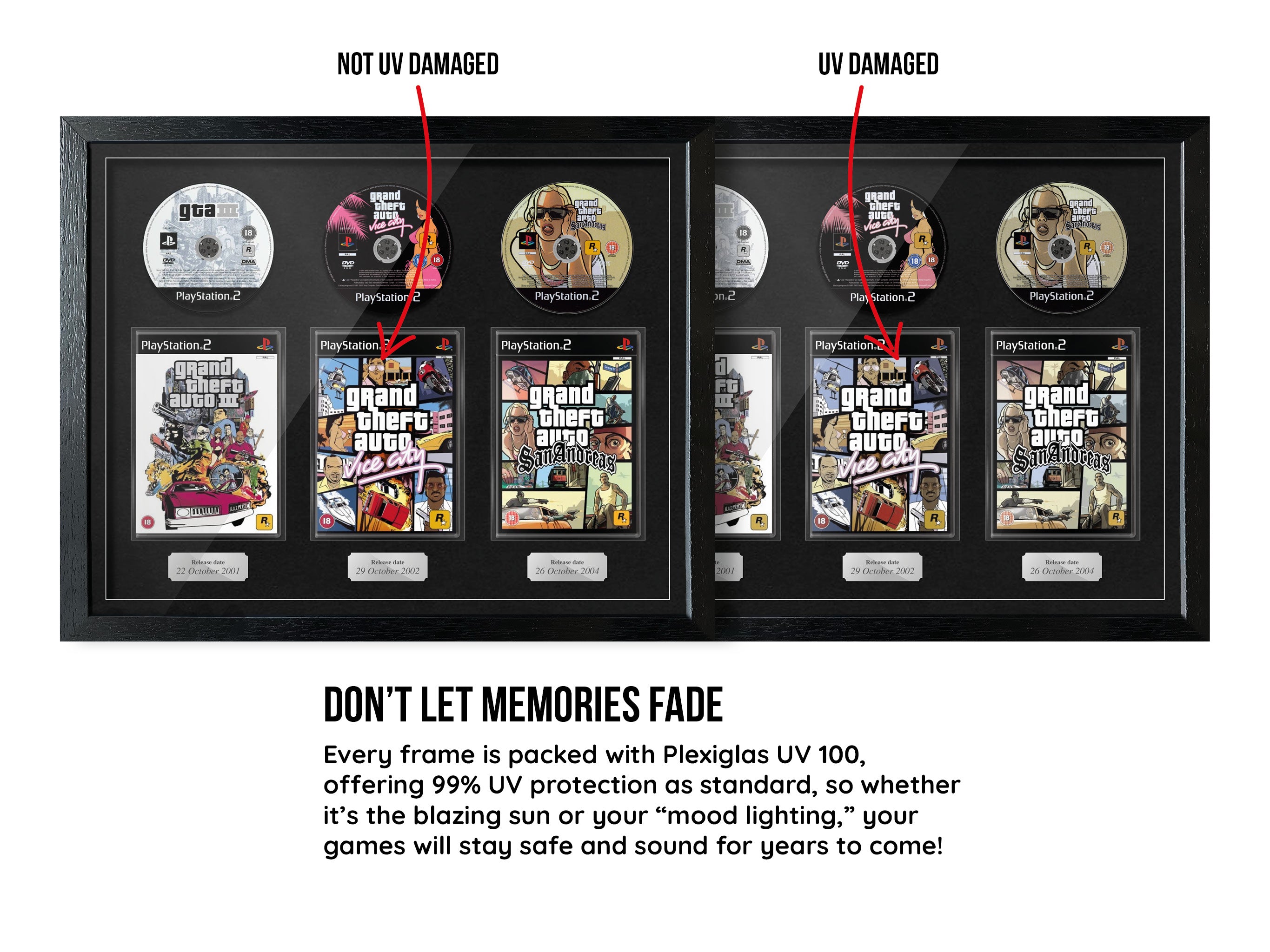 The Grand Theft Auto Trilogy (PS2) Exhibition Range Framed Games - Frame-A-Game