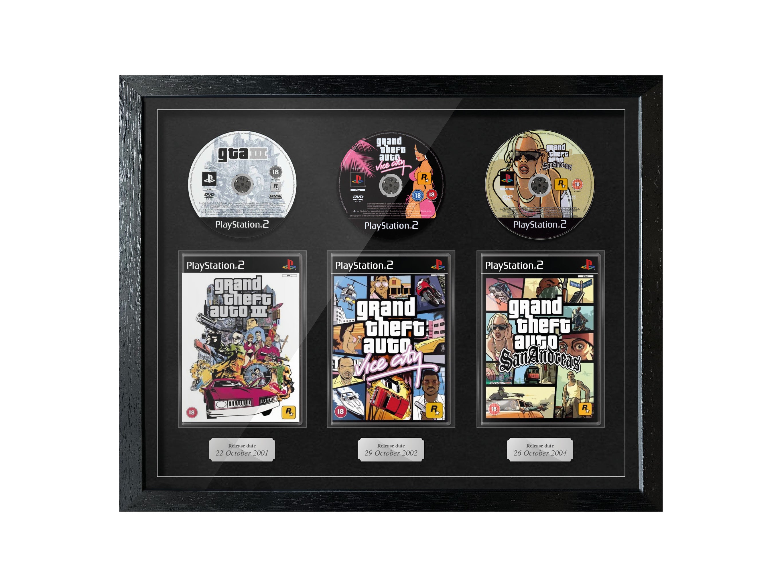 The Grand Theft Auto Trilogy (PS2) Exhibition Range Framed Games - Frame-A-Game