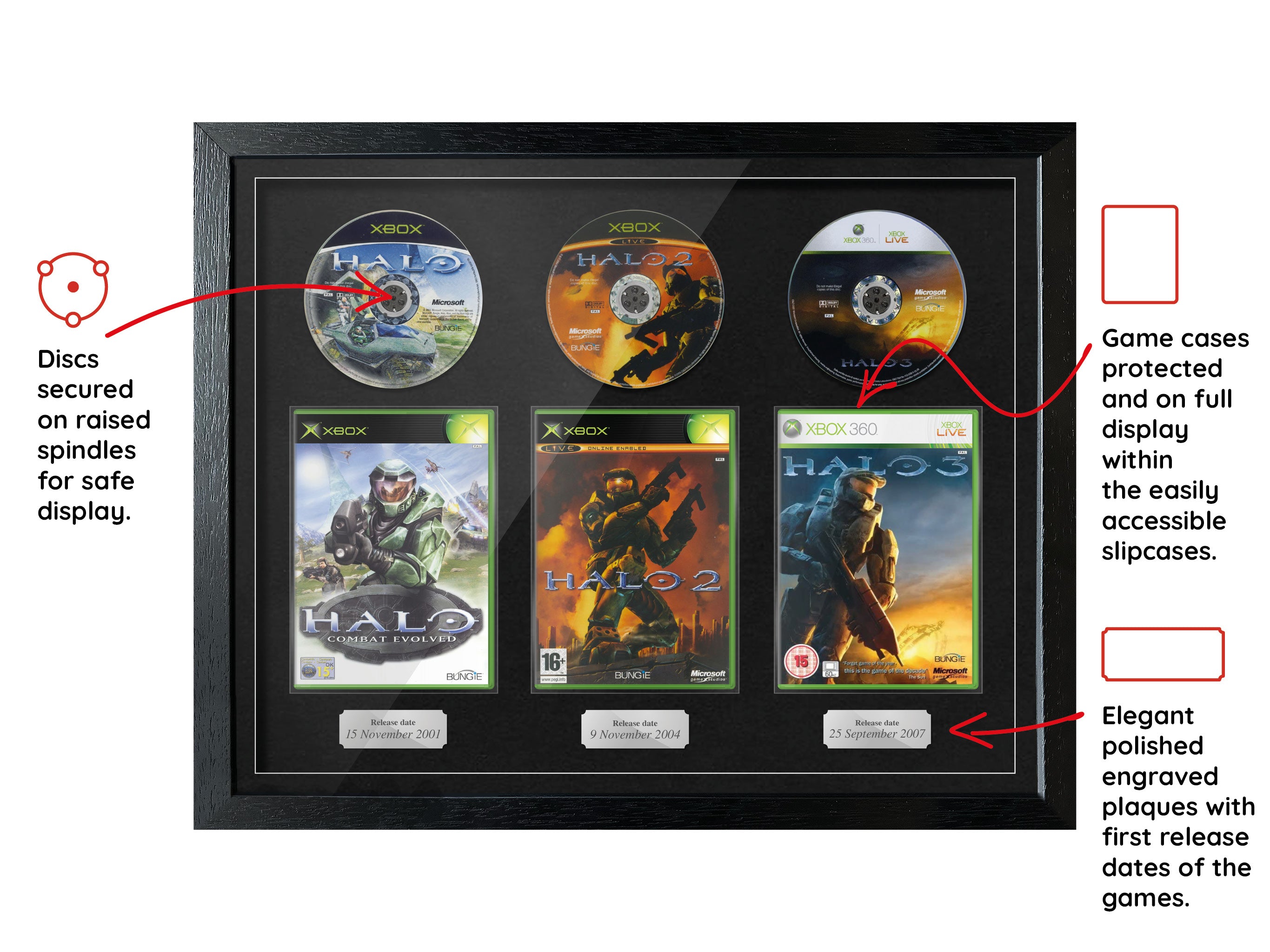 The Halo Trilogy (Xbox) Exhibition Range Framed Games - Frame-A-Game