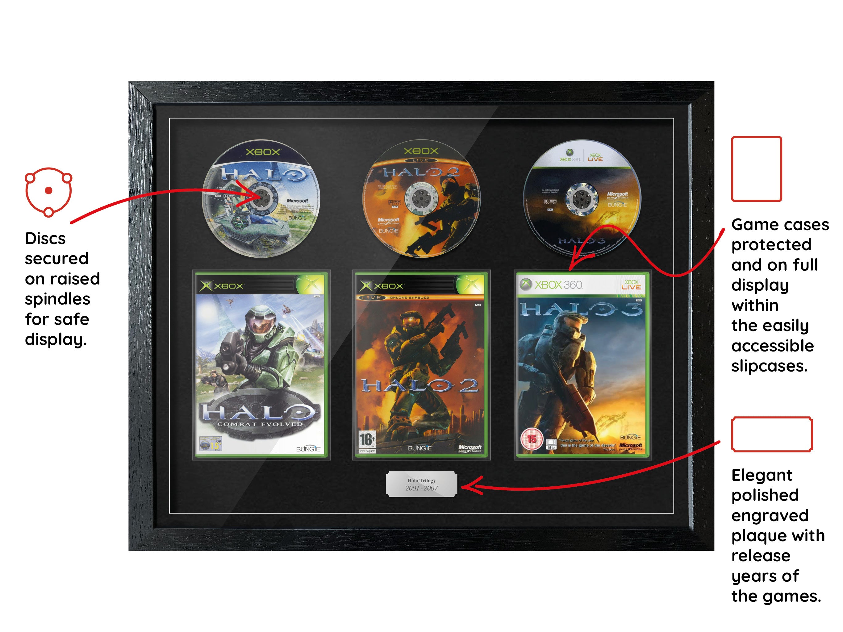 The Halo Trilogy (Xbox) Exhibition Range Framed Games - Frame-A-Game