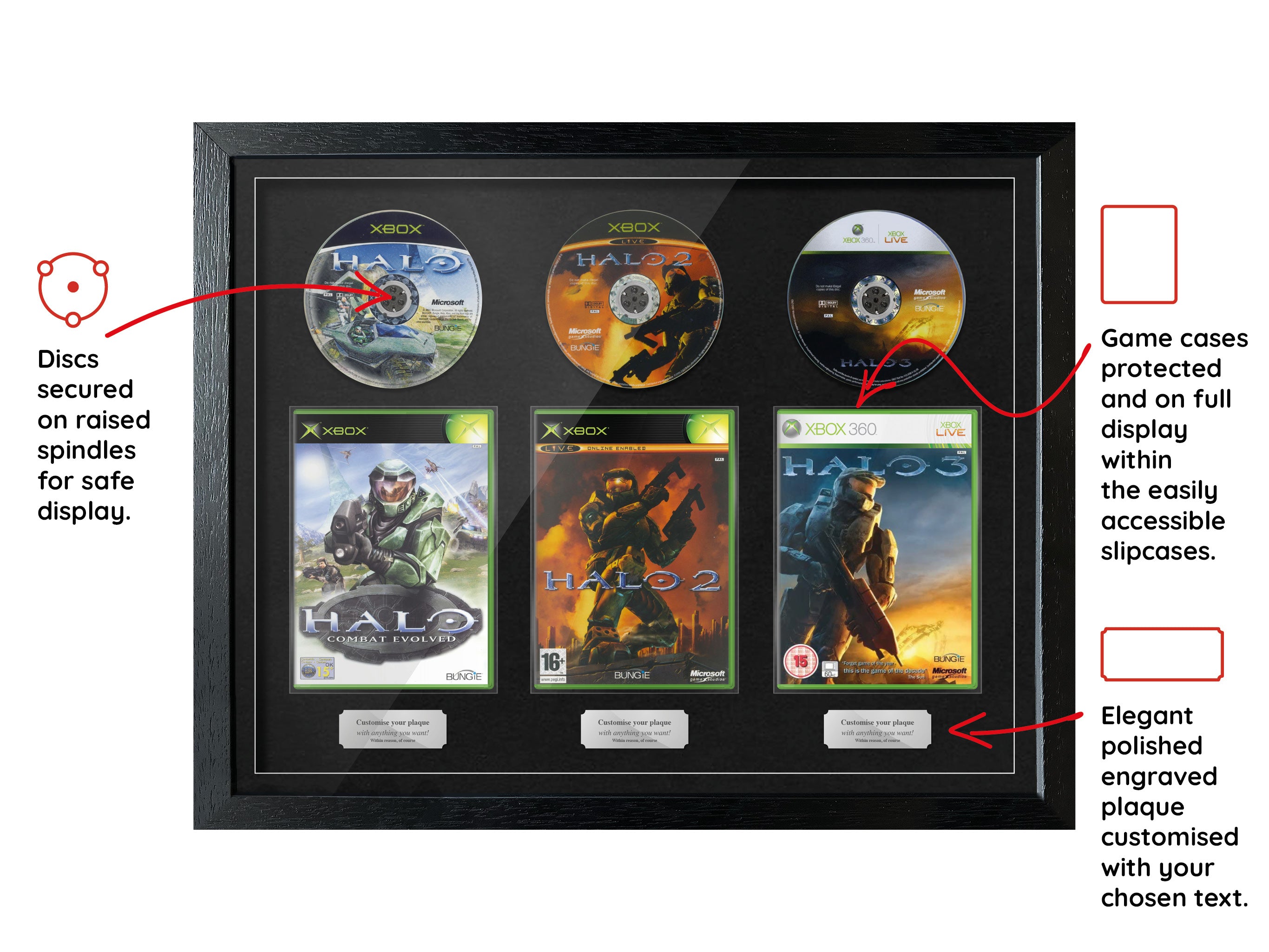 The Halo Trilogy (Xbox) Exhibition Range Framed Games - Frame-A-Game