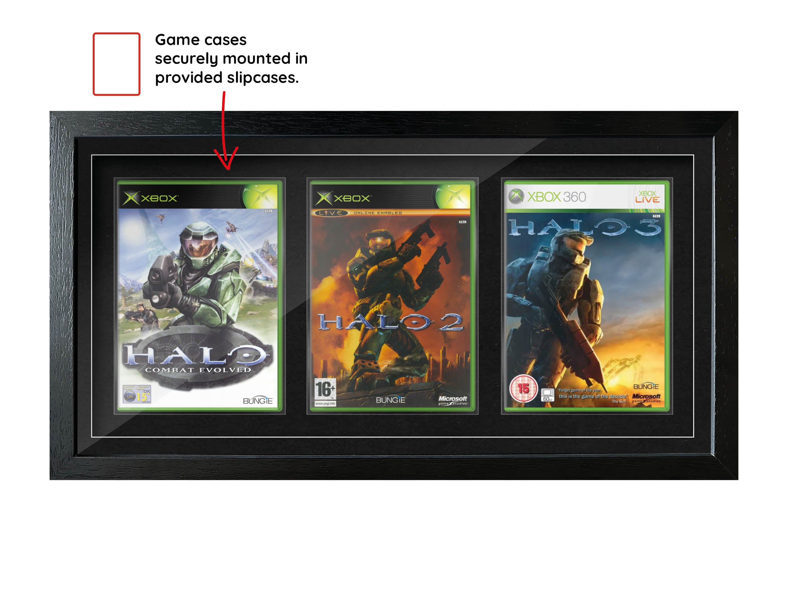 The Halo Trilogy (Xbox) Exhibition Range Framed Games - Frame-A-Game