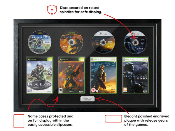 The Halo Trilogy + ODST (Xbox) Quadrilogy Exhibition Range Framed Games - Frame-A-Game