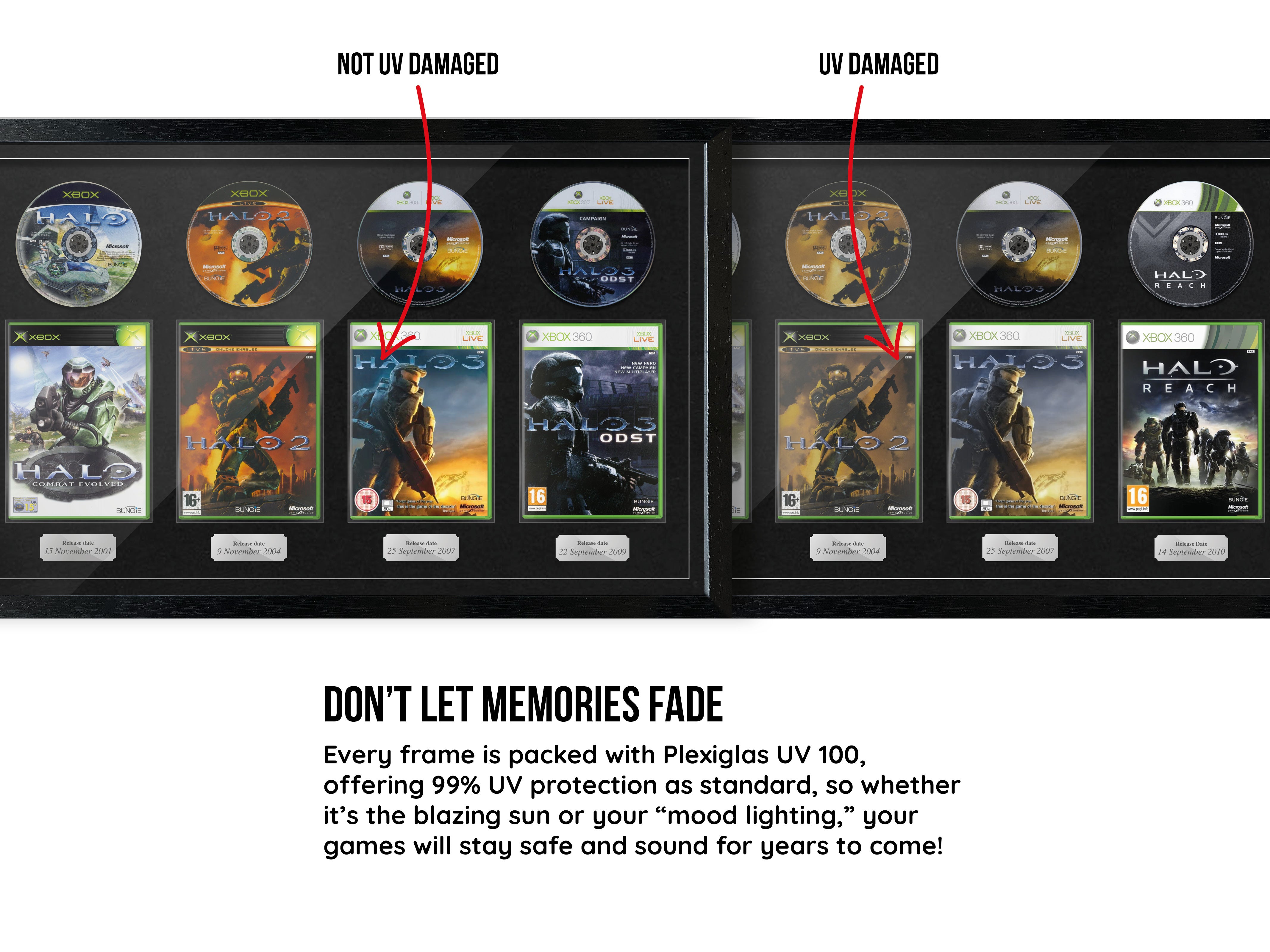 The Halo Trilogy + ODST (Xbox) Quadrilogy Exhibition Range Framed Games - Frame-A-Game