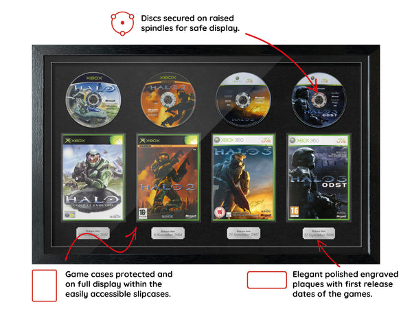 The Halo Trilogy + ODST (Xbox) Quadrilogy Exhibition Range Framed Games - Frame-A-Game