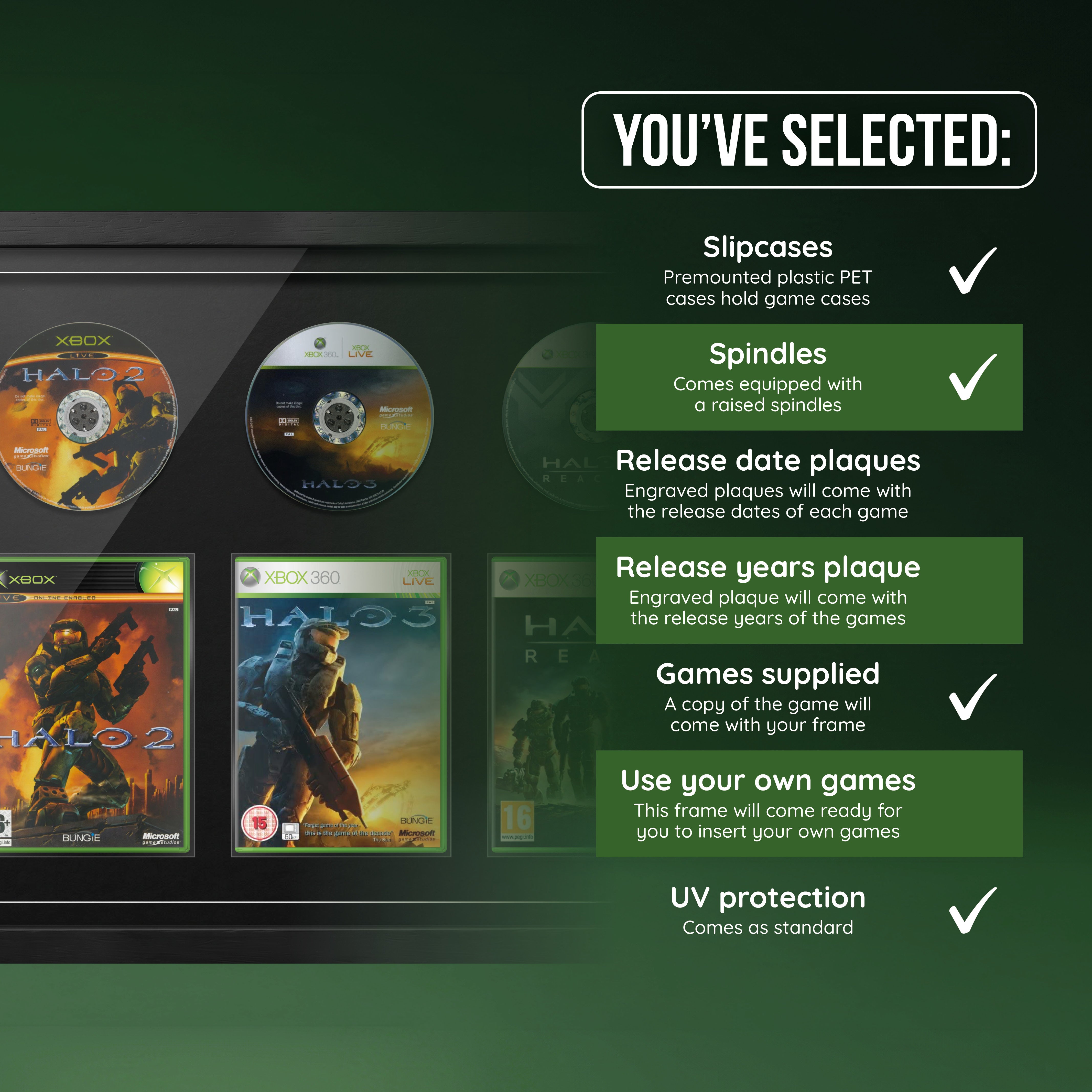 La trilogie Halo + Reach (Xbox) - Jeux encadrés de la gamme d'exposition Quadrilogy 