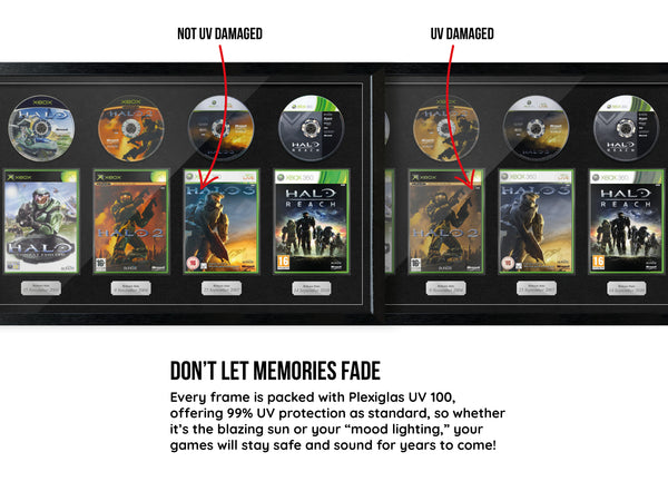 The Halo Trilogy + Reach (Xbox) Quadrilogy Exhibition Range Framed Games - Frame-A-Game