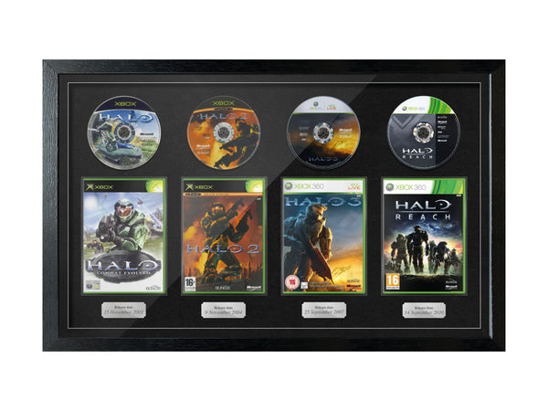The Halo Trilogy + Reach (Xbox) Quadrilogy Exhibition Range Framed Games - Frame-A-Game