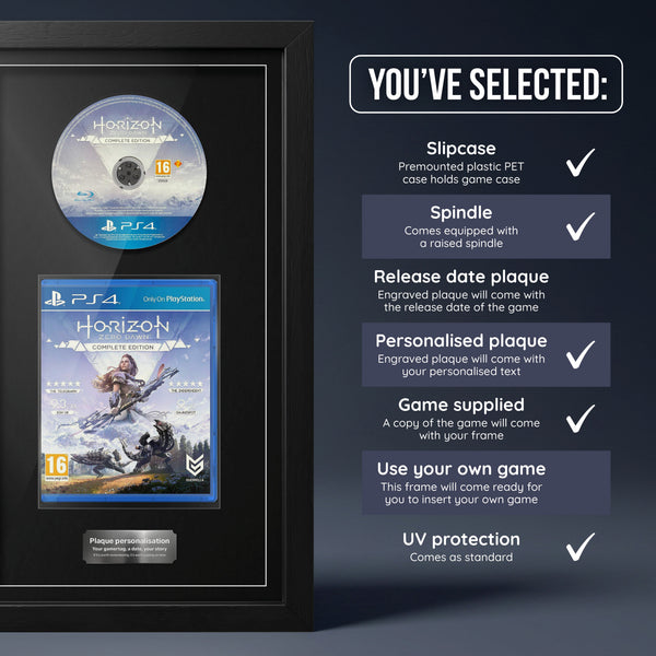 Horizon Zero Dawn Complete Edition PS4 frame with game supplied and a personalised plaque