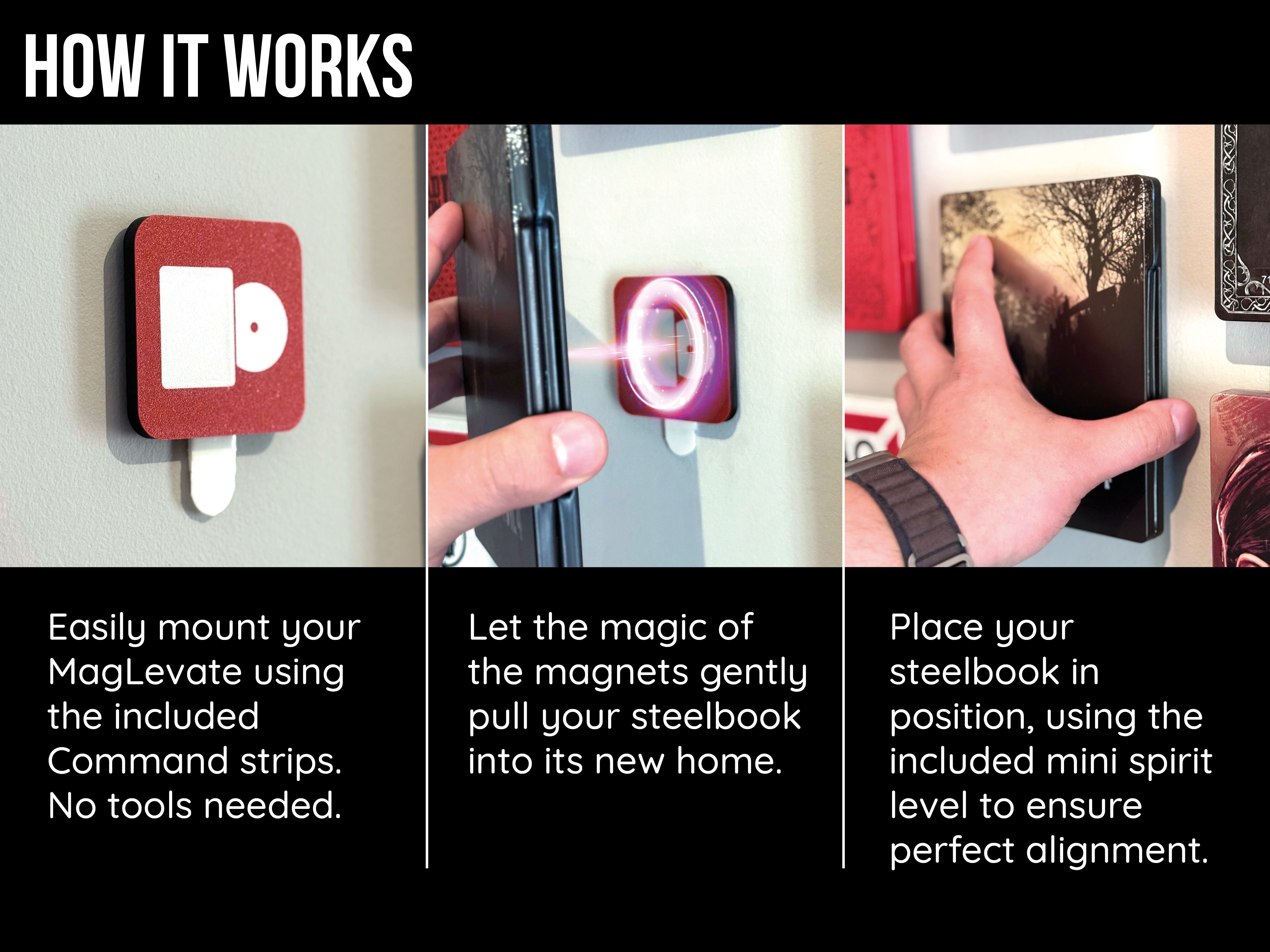 MagLevate® Art - Support mural Steelbook ouvert