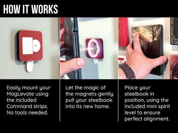 MagLevate® Art - Support mural Steelbook ouvert