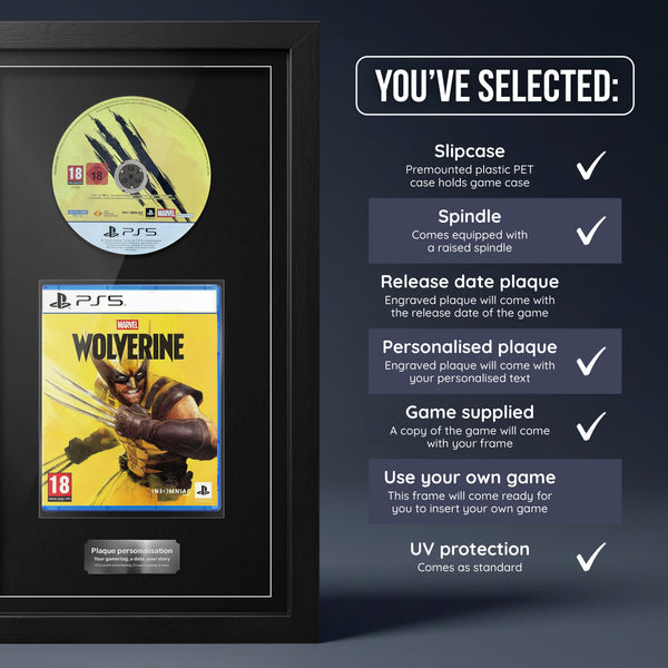 Marvel's Wolverine PS5 frame, game supplied with personalised plaque