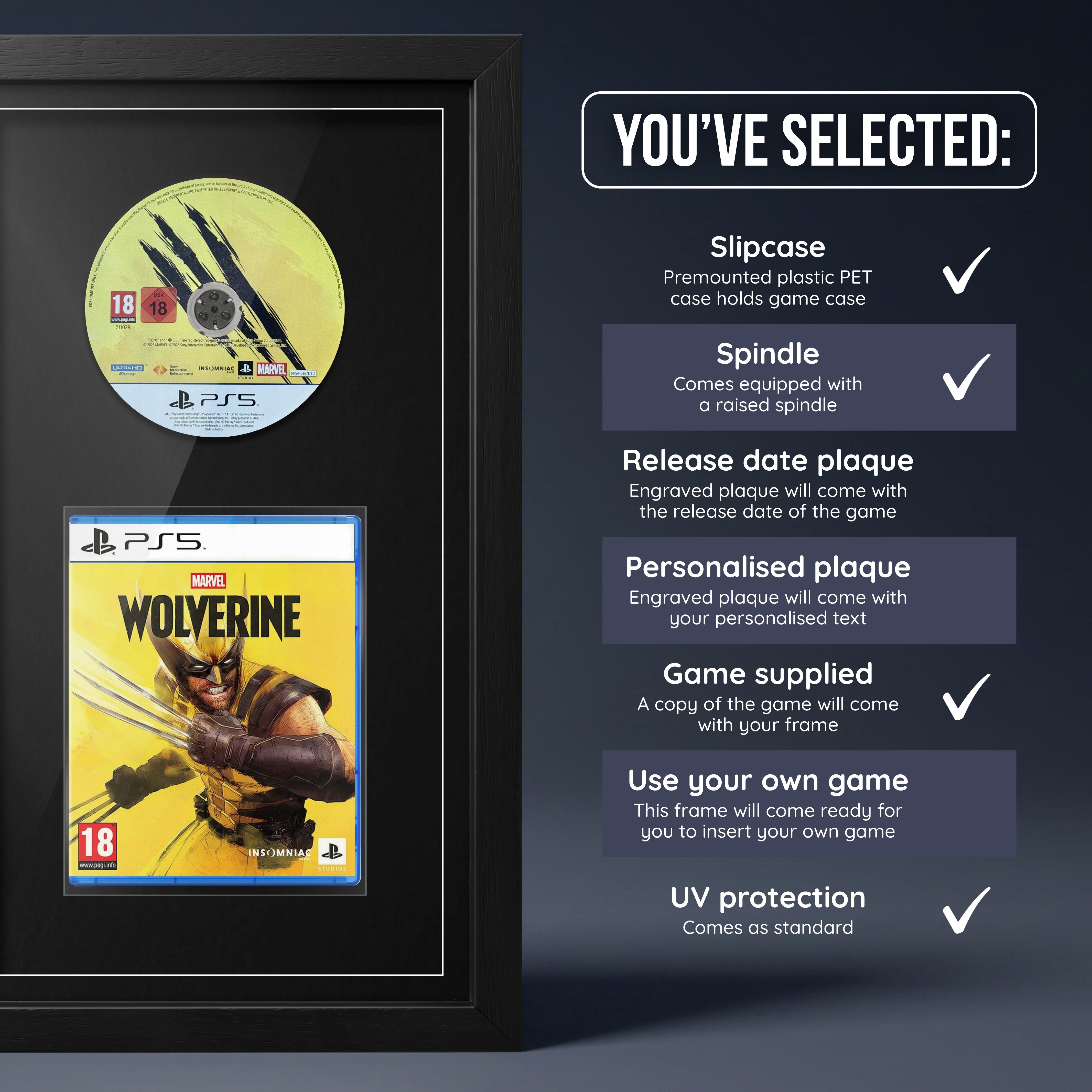 Marvel's Wolverine PS5 frame, game supplied with no plaque
