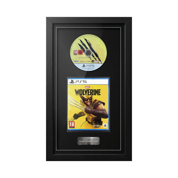 Marvel's Wolverine PS5 Exhibition Range framed game with disc, case and release date plaque