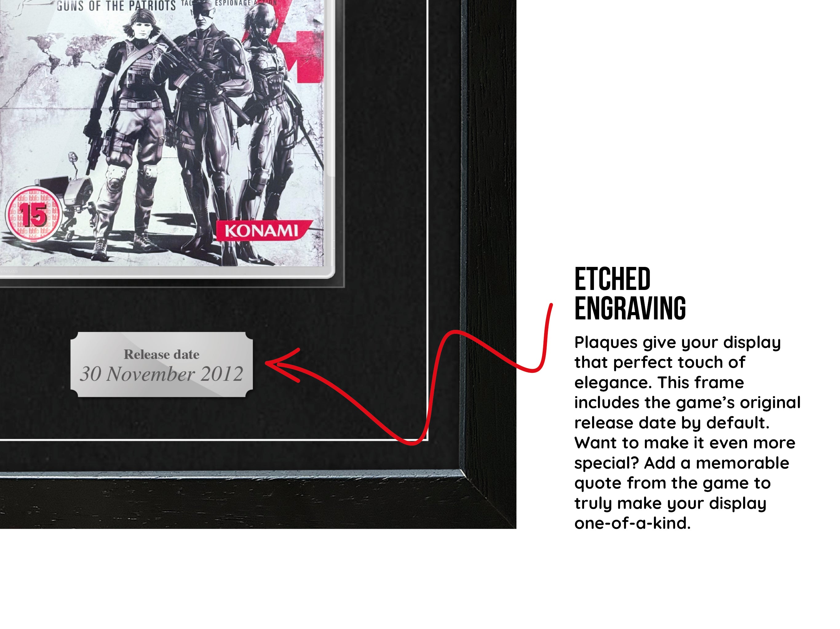 Metal Gear Solid 4: Guns of the Patriots 25th Anniversary Edition (PS3) Exhibition Range Framed Game - Frame-A-Game