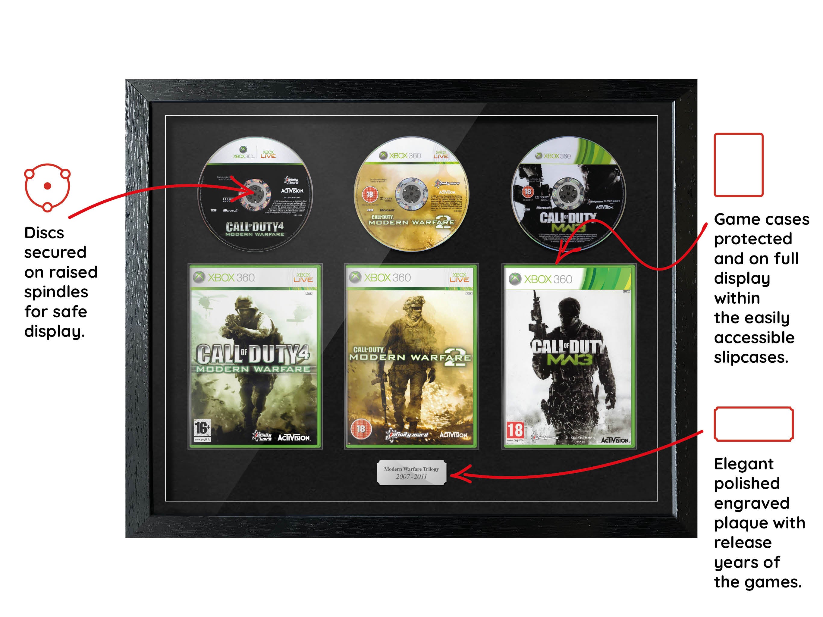 The Modern Warfare Trilogy (Xbox 360) Exhibition Range Framed Games - Frame-A-Game