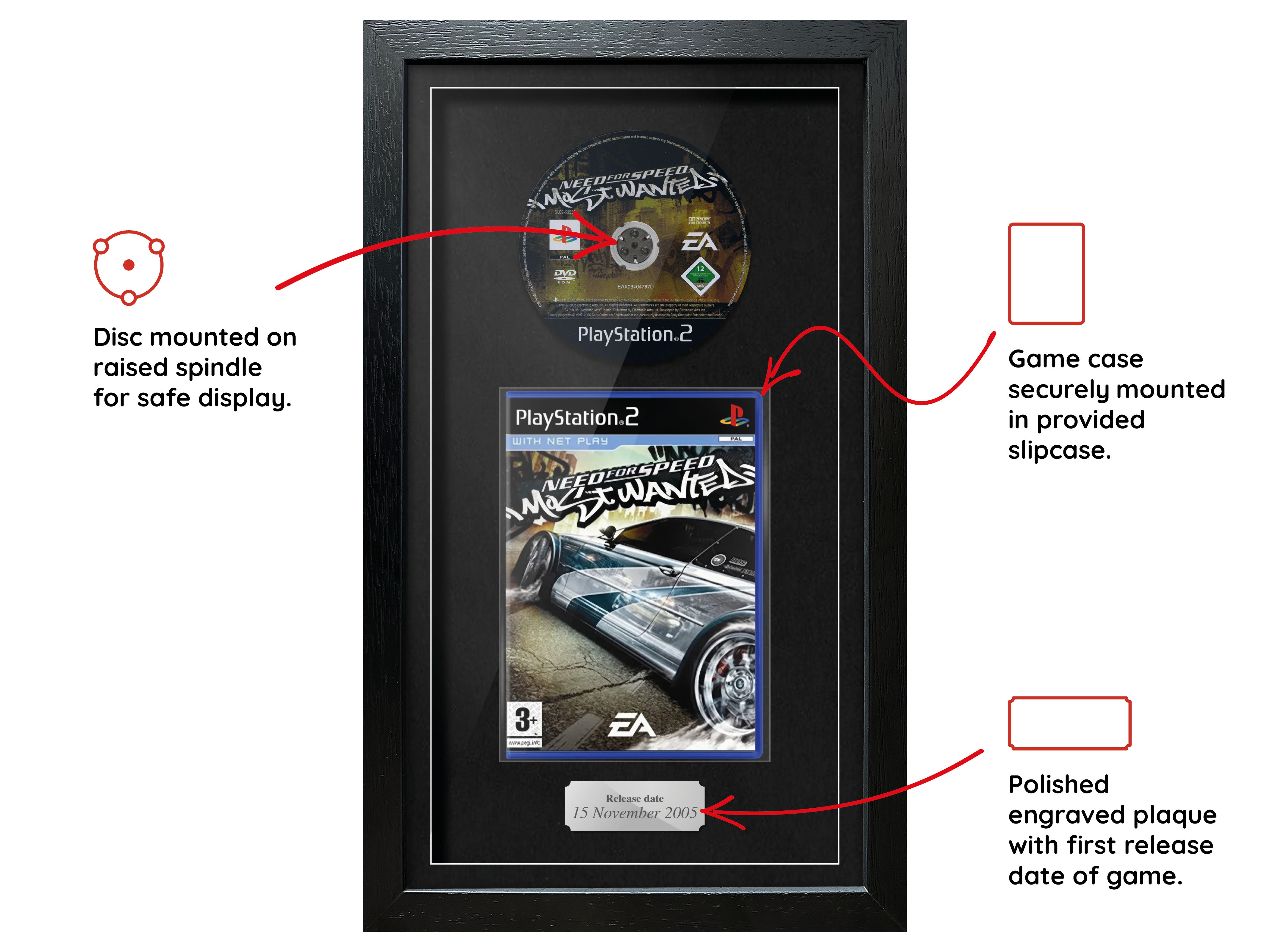 Need For Speed: Most Wanted (PS2) Exhibition Range Framed Game (Damaged sleeve) - Frame-A-Game