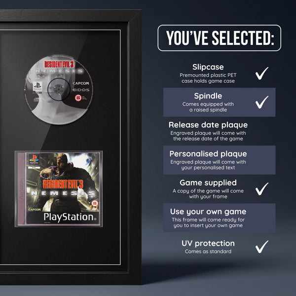 Resident Evil 3: Nemesis PS1 frame, game supplied with no plaque