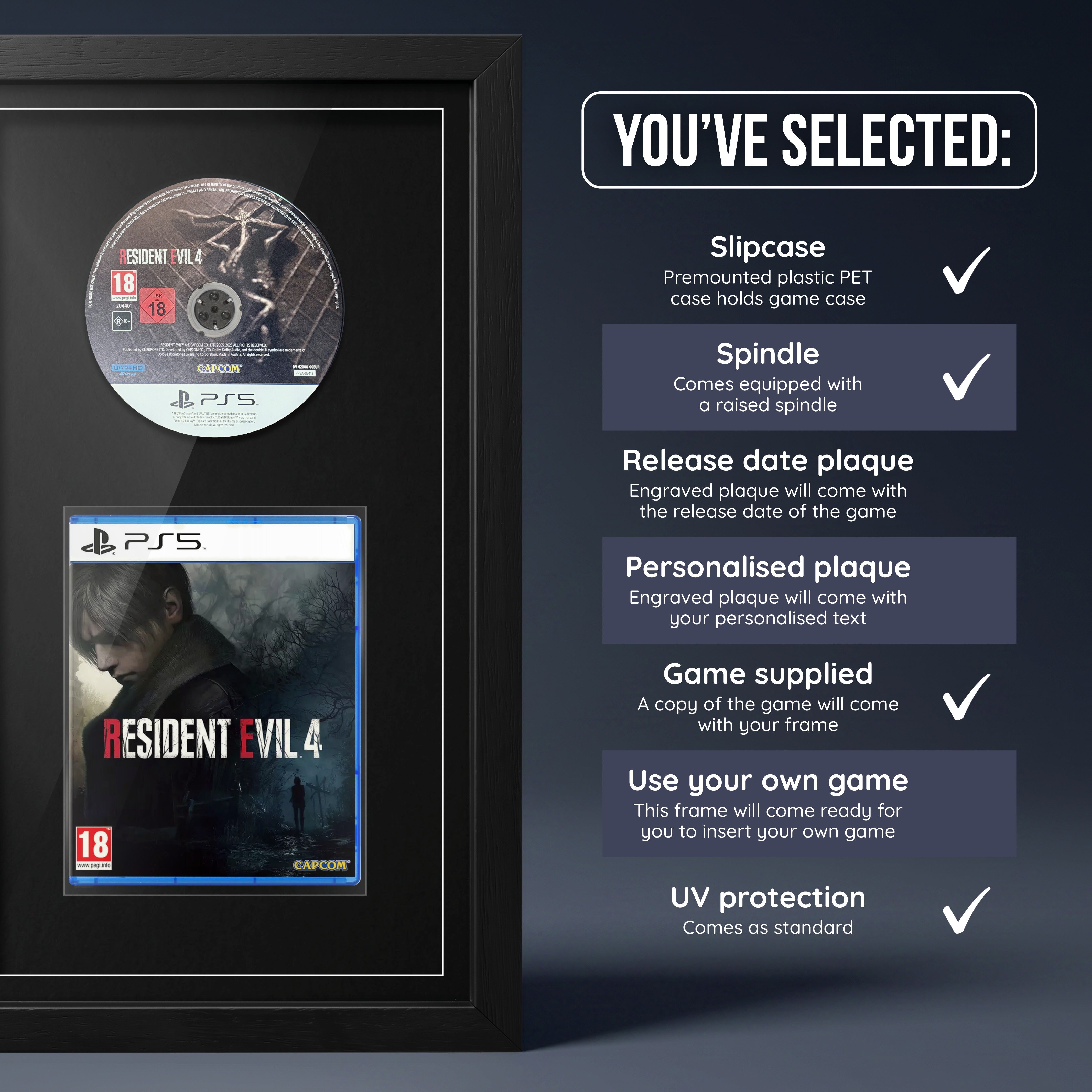 Resident Evil 4 PS5 frame, game supplied with no plaque