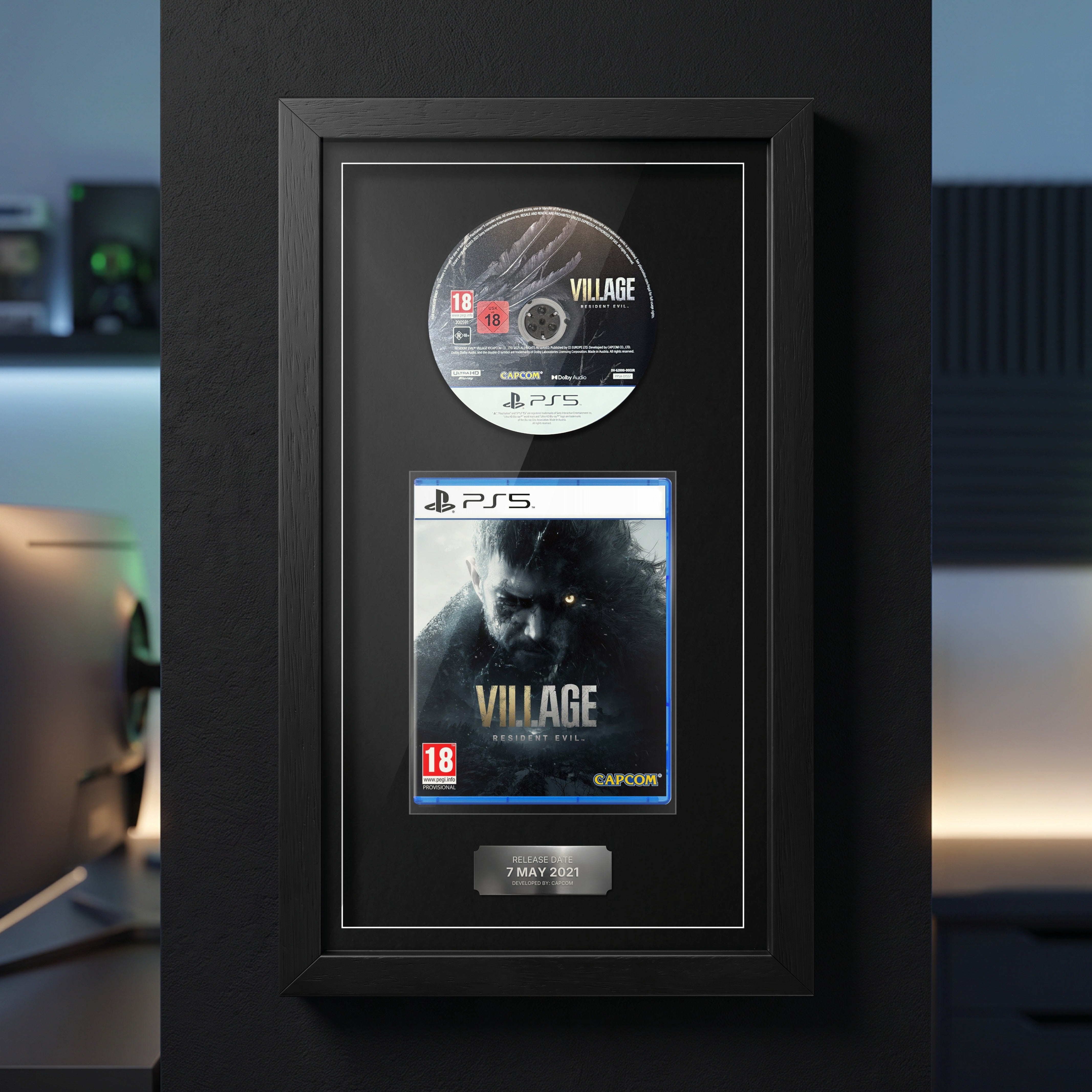 Resident Evil Village PS5 Exhibition Range frame on display