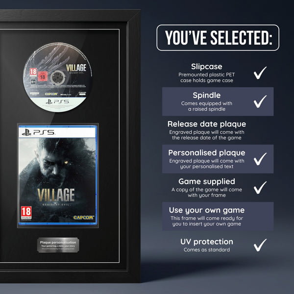 Resident Evil Village PS5 frame, game supplied with personalised plaque
