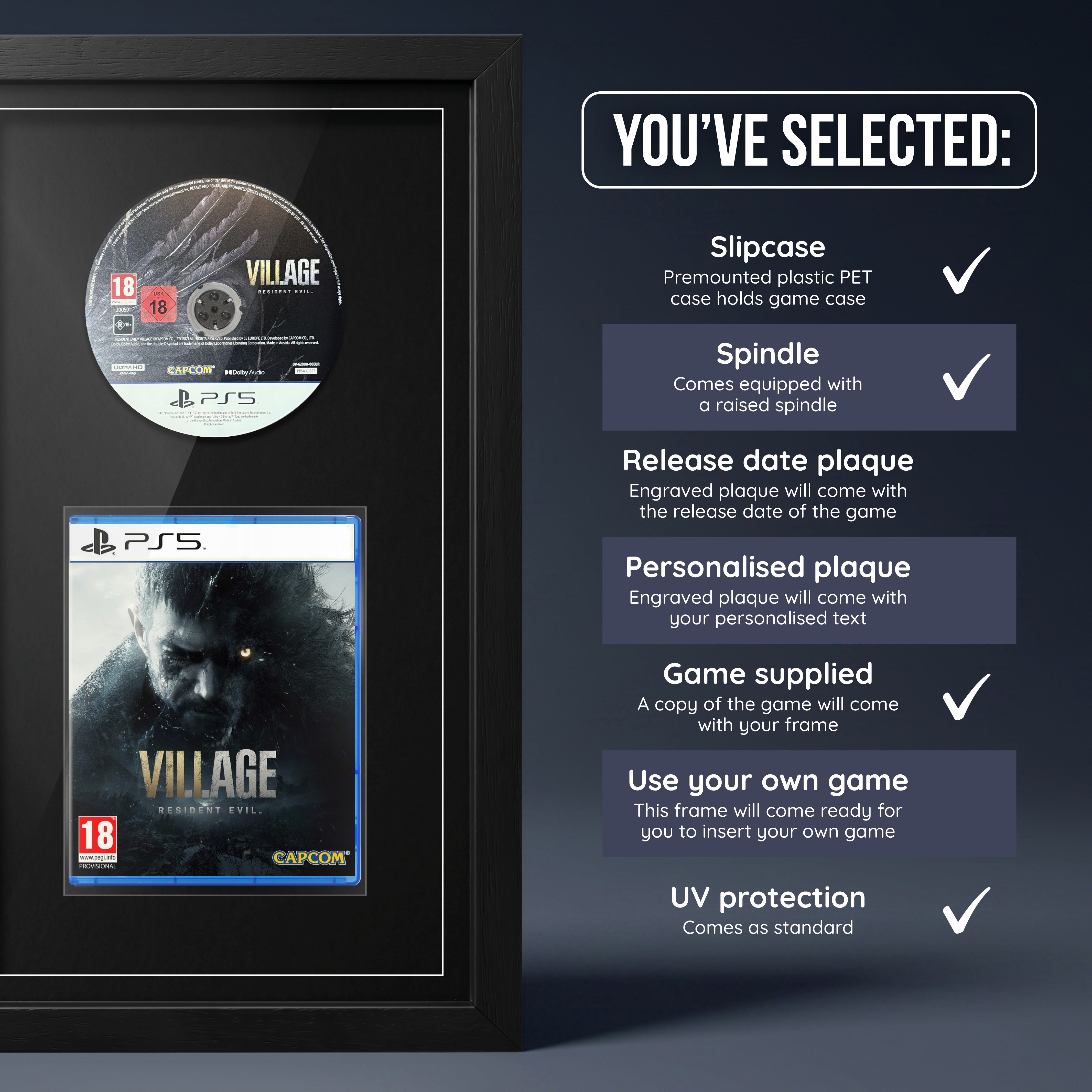 Resident Evil Village PS5 frame, game supplied with no plaque